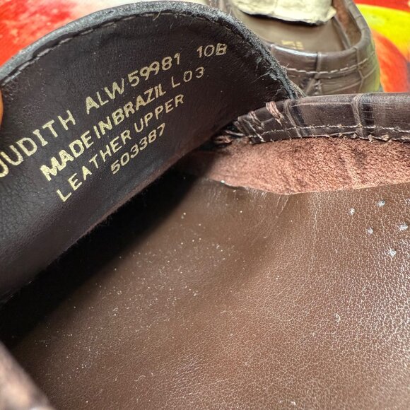 Lauren Ralph Lauren Womens Size 10B Brown Crocodile Embossed Leather Loafers - Picture 4 of 8